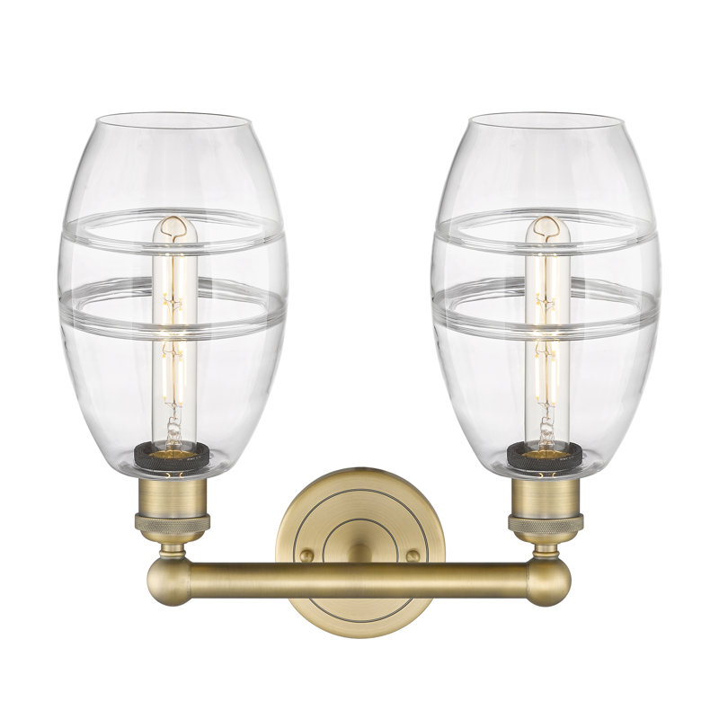Éclairage pour meuble-lavabo à 2 lumières Kusham, Transparent, Laiton brossé
