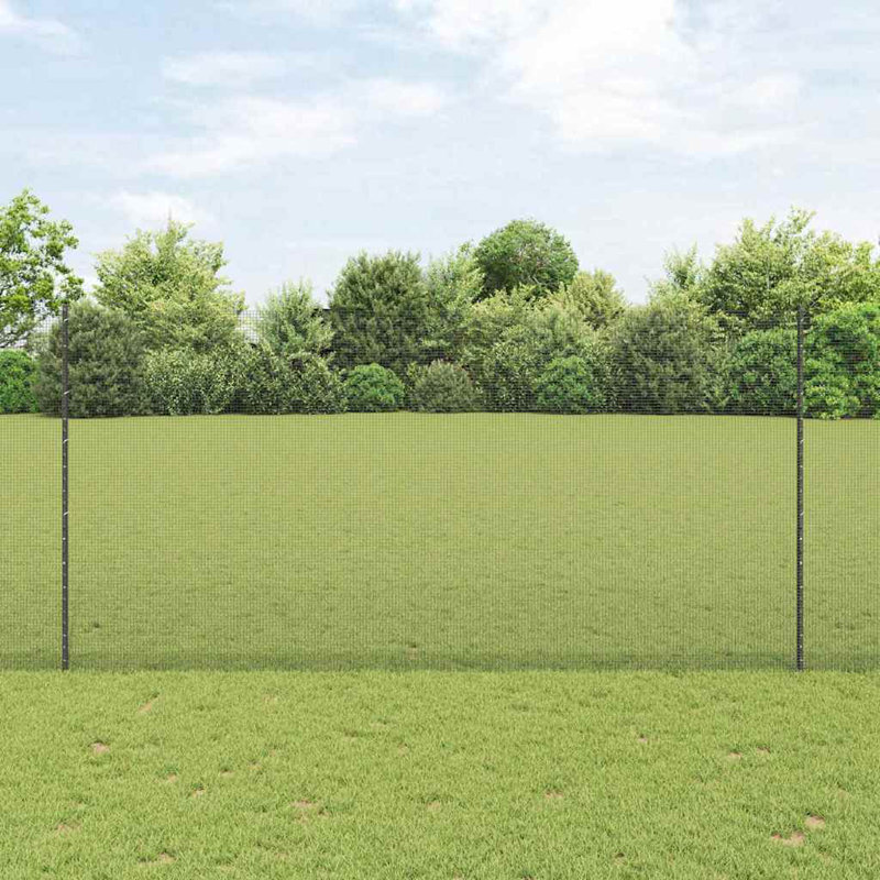 Vidaxl Fence With Posts Steel, Grey, 150cm H x 5000cm W x 2.7cm D