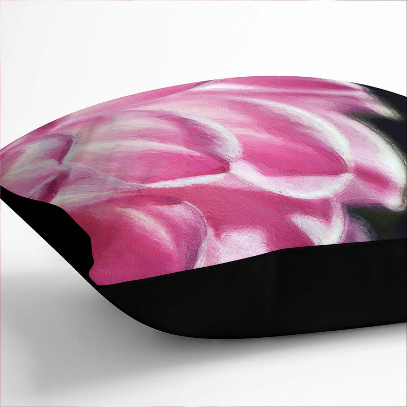 Petals of a Dahlia Cushion with Filling, 40cm H x 40cm W x 15cm D, Black