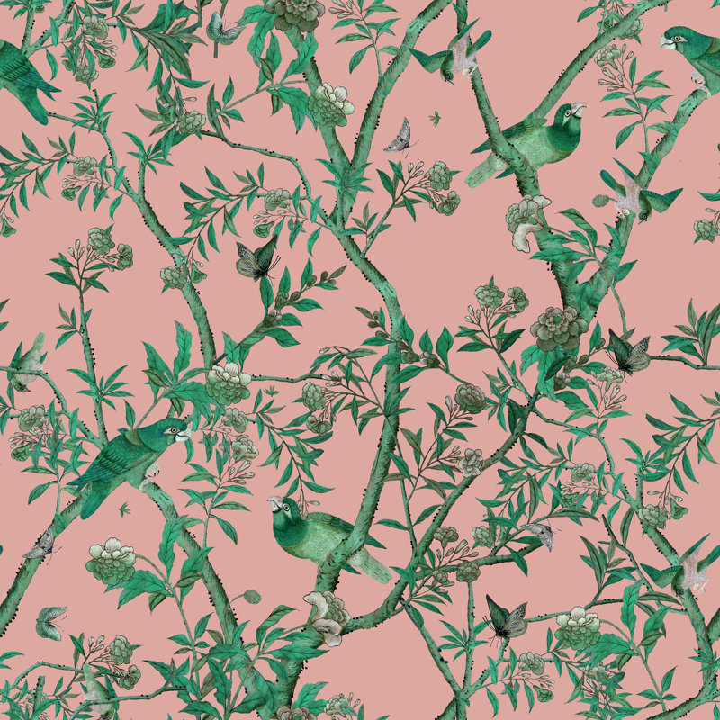 Yuki Osada Floral Wallpaper Double Roll, Peach