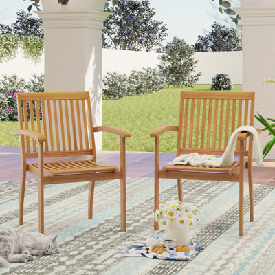 Avika Stacking Acacia Patio Dining Armchair