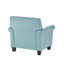 Fauteuil club d'appoint Vicky, bois de bouleau espresso, cuir reconstitué bleu sarcelle
