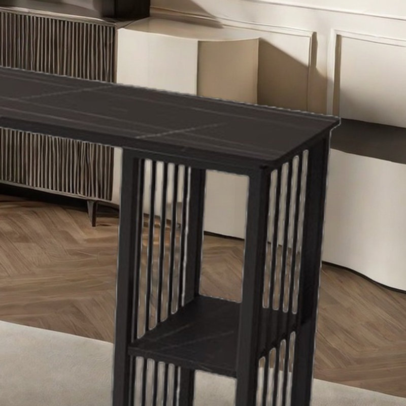 Simple and elegant home bar table, Black, 41.3"H x 70.8"L x 15.7"W