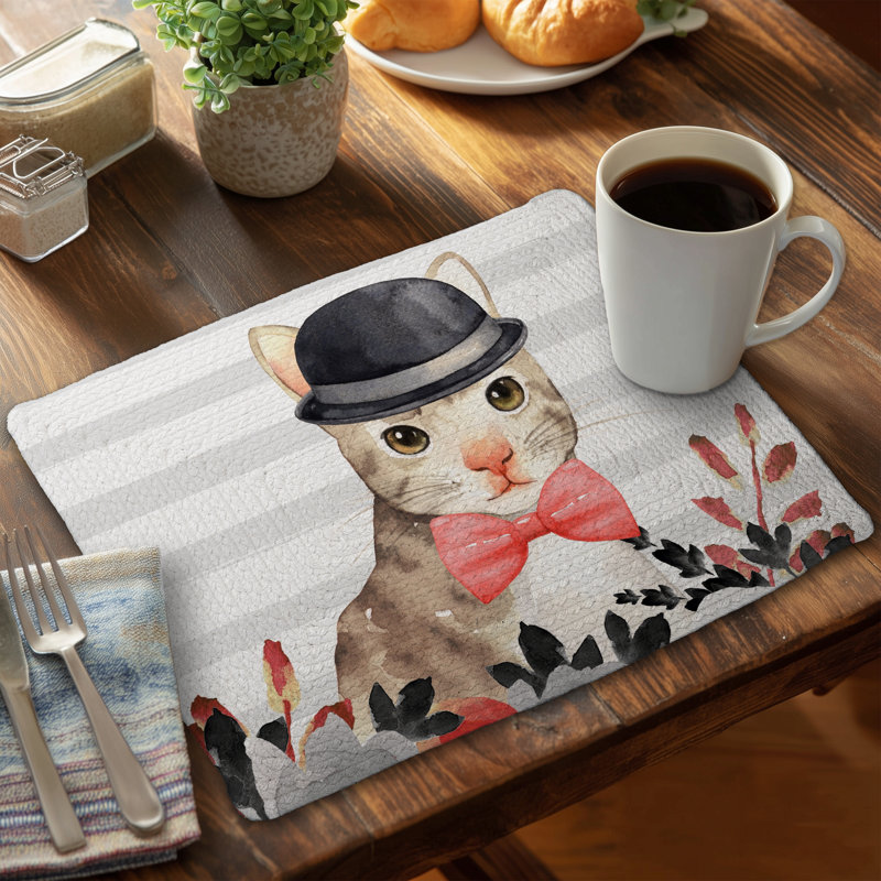 Cat Detective Bedroom Placemat - Braided Polyester Decor