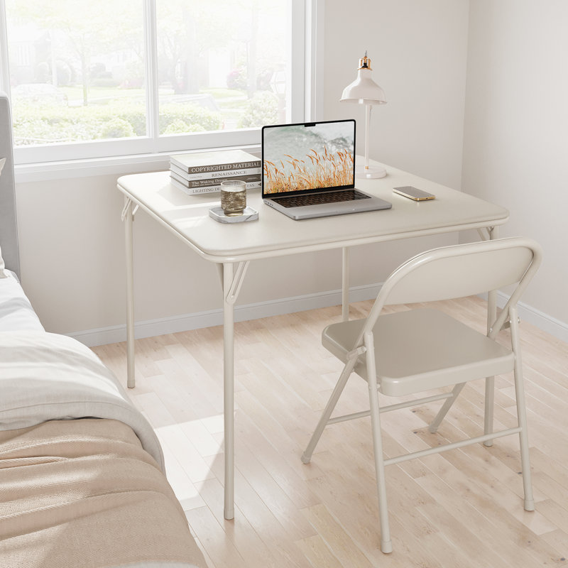 Ensemble de table et chaises pliantes en cuir de polyuréthane, 37,7 po, Naturel
