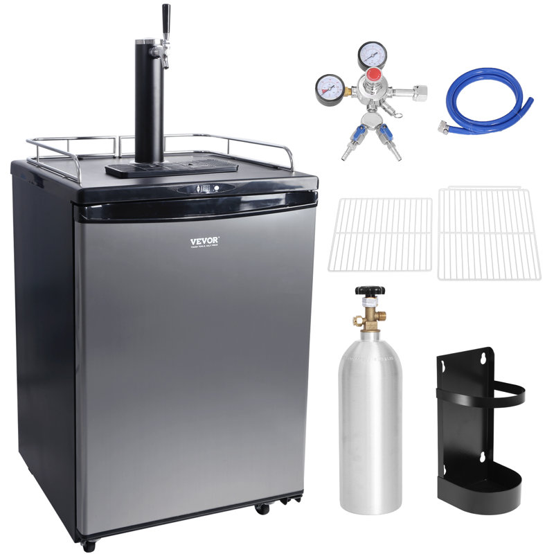 VEVOR 5.7 cu. ft. Single Tap Half Barrel (Full Size) and Quarter Barrel Freestanding Kegerator with Door Lock and Adjustable Temperature for Commercial Use