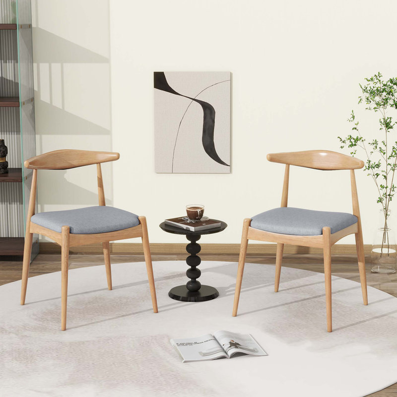 Ensemble de 2 chaises de salle à manger en bois d'hévéa avec dossier ergonomique et coussins de confort