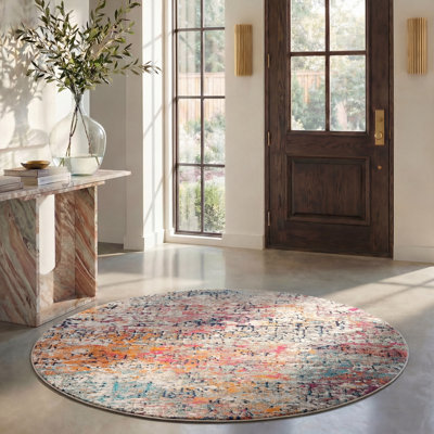 Felty Abstract Gray/Pink Area Rug