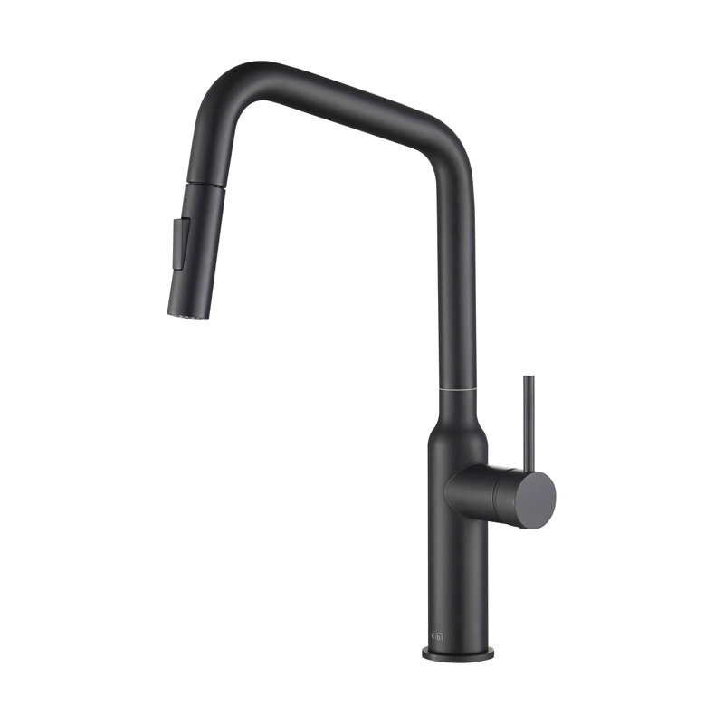 Robinet de cuisine à poignée simple avec accessoires Macon, Noir mat, Sans distributeur de savon