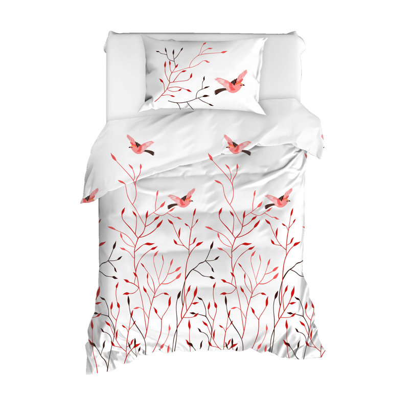 Ensemble de housse de couette 3 pièces en mélange de coton blanc / rouge Prochoros