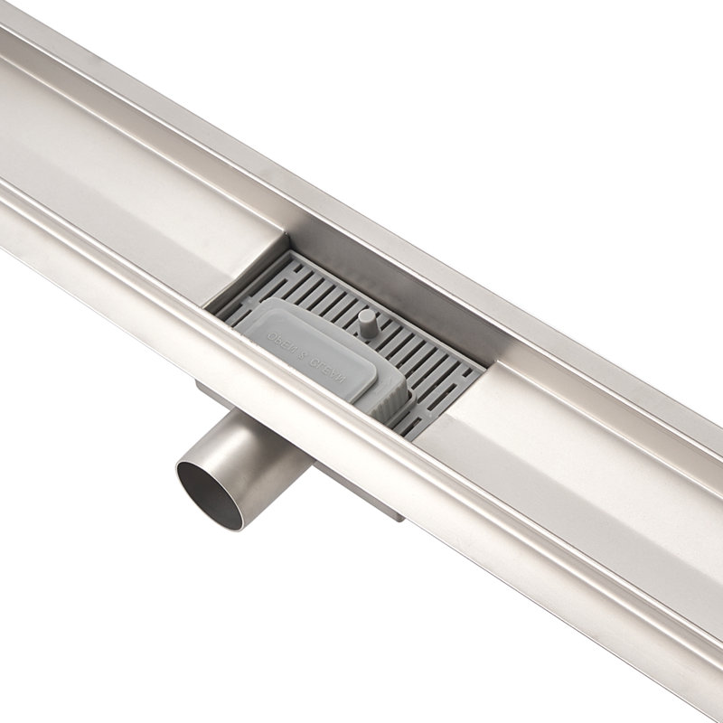 2 In 1 Tile Insert Linear Shower Drain, 304 Stainless Steel Odor Proof Floor Drain Set, 44cm L