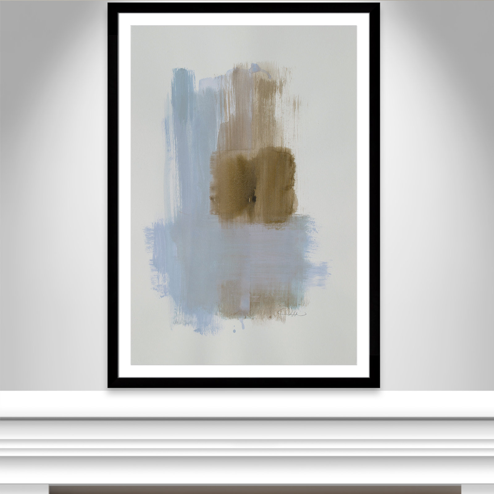 Esmeray "Powder Room Wash IV" Print, Black Cube Frame Matted, 55" H x 39" W x 1.25" D  