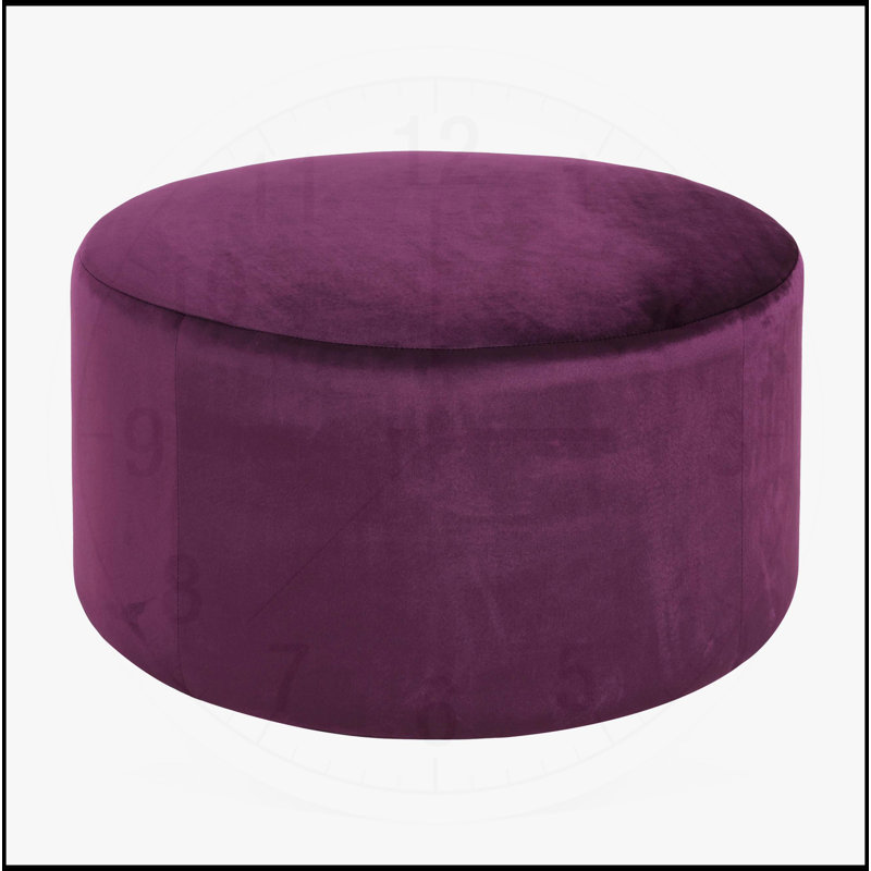 Luxurious Round Ottoman with Versatile Use, Perfect for Modern and Elegant Living Spaces, Purple Velvet