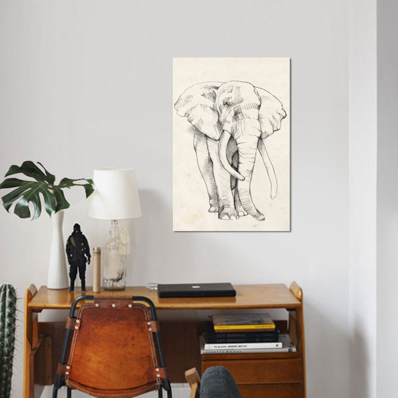 «Elephant Portrait II», reproduction d'art sur toile, H 12 po x l 8 po x P 0,75 po, Toile tendue, Pas de tapis