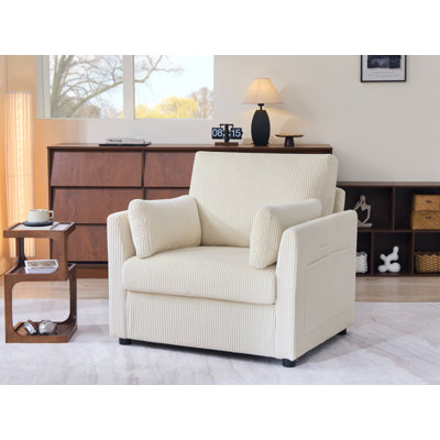 Fauteuil surdimensionné en velours côtelé de qualité supérieure l 37 po avec coussins décoratifs