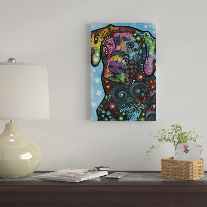 « labrador iv », impression sur toile, H 26 po x l 18 po x P 1,5 po, Toile avec cadre noir, Pas de tapis