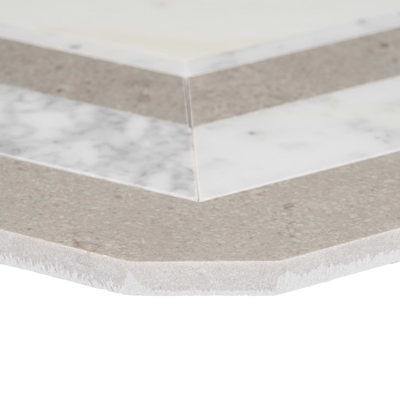 Mezzo 11x18 Polished Calacatta Marble Mosaic Tile, Andente Polished