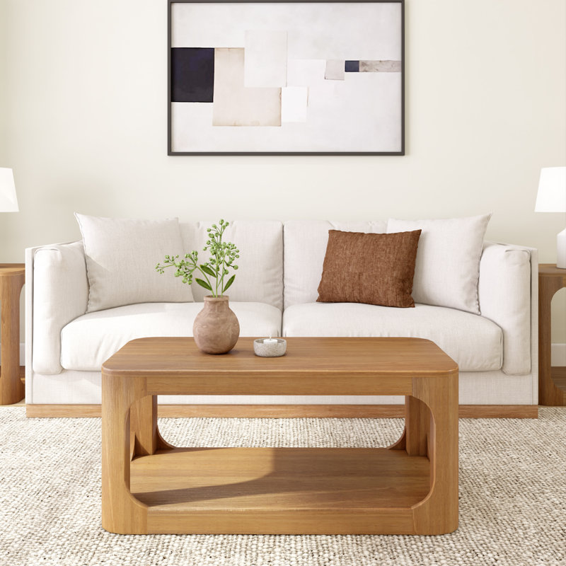Table basse rectangulaire moderne avec tablette, H 17,75 po x L 40,5 po x l 20,25 po, Pacanier