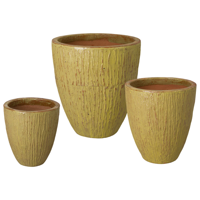 Ensemble de pots à fleurs en céramique 3 pièces Efkea, Jaune