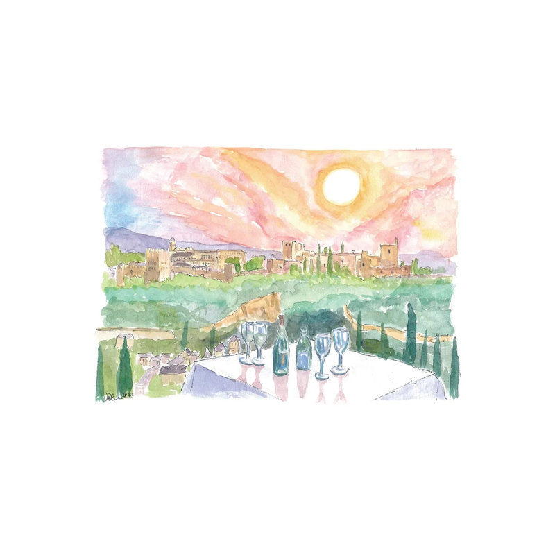 Magical Grenada Andalusia Afternoon With Romantic Restaurant Table 1 Piece Wall Art on Canvas, 30.48 cm H x 45.72 cm W