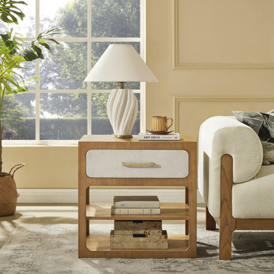 Table de chevet 24 po en bois avec tiroir et tablette Abigale, table de bout moderne pour le salon et la chambre à coucher