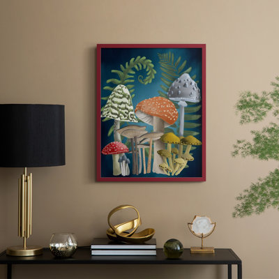 Récolte de champignons I, reproduction encadrée - bois massif