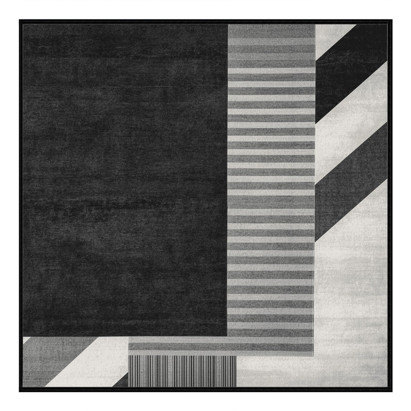 Tapis rayé gris moelleux et moelleux Soft Earl, Carré 5 pi