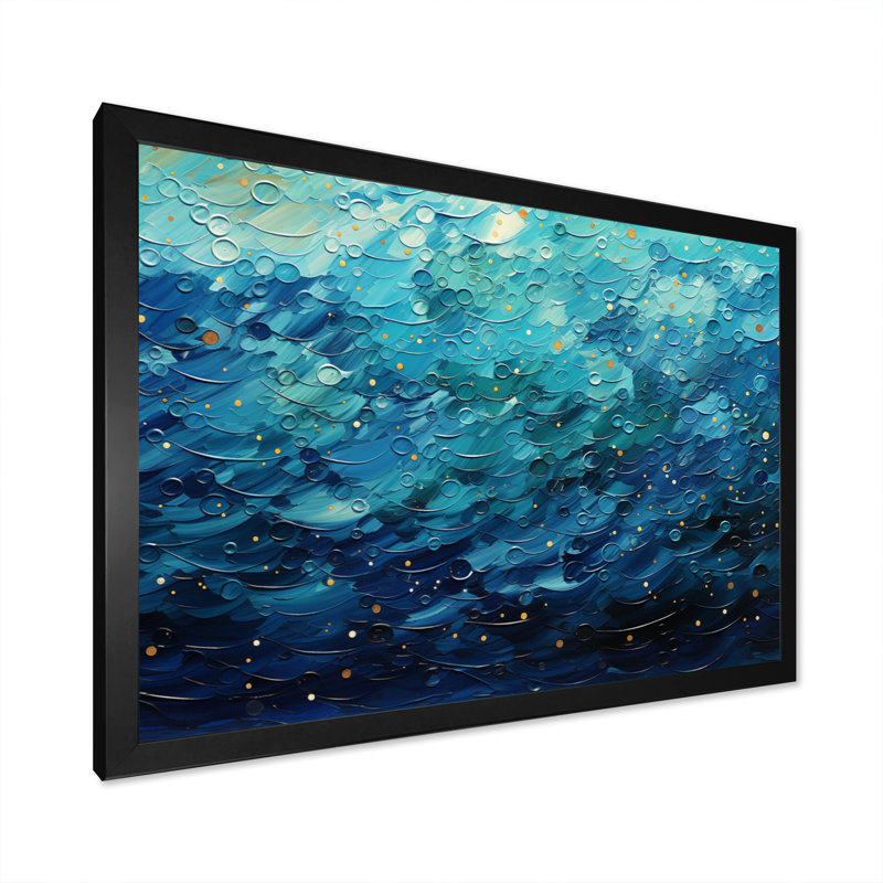 Gallacher Pointillism Oceanic I - impression, Cadre simple noir, H 24 po x l 32 po x P 1 po