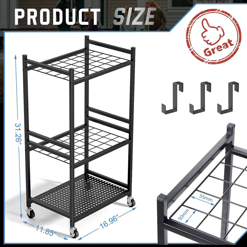 Garden Organizer With Wheels,Black