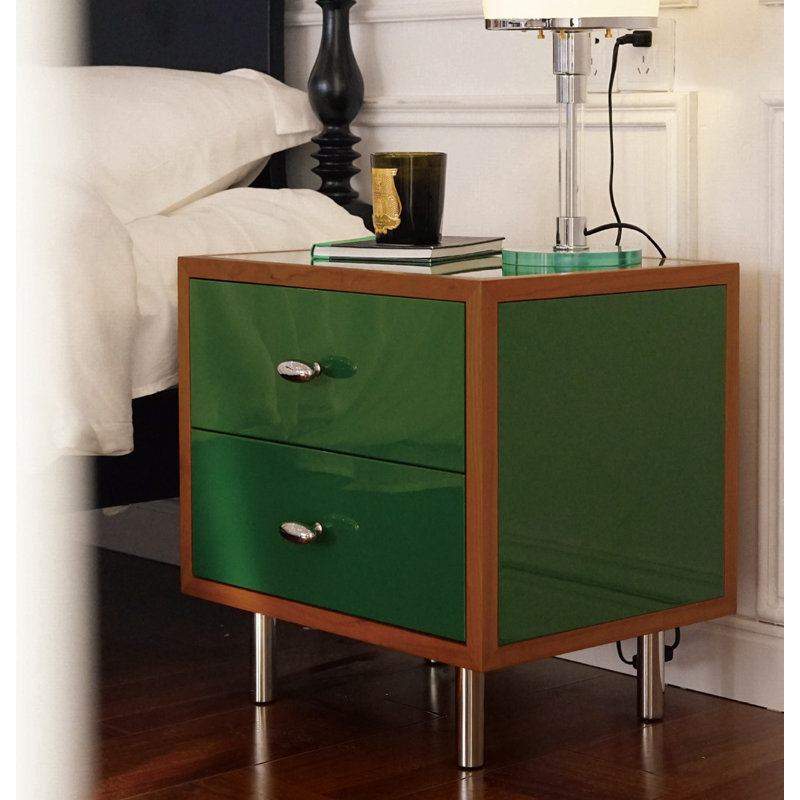Table de chevet en bois de cerisier de luxe massif French Light