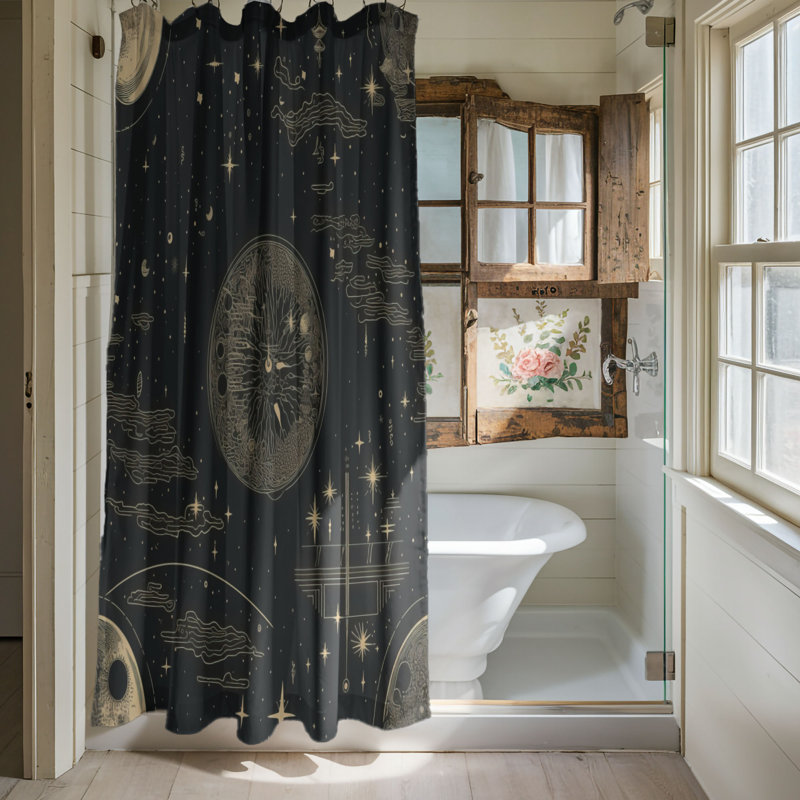 Adryn Abstract Shower Curtain, 74"H x 71"W