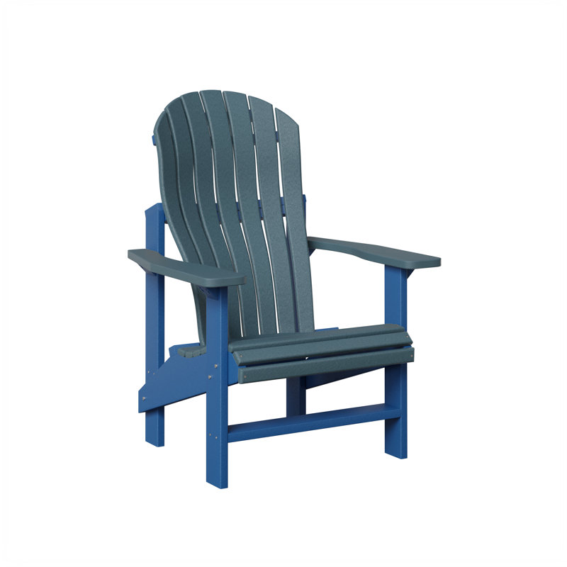 Berlin Gardens Contour Upright Adirondack Chair, Slate with Pacific Blue