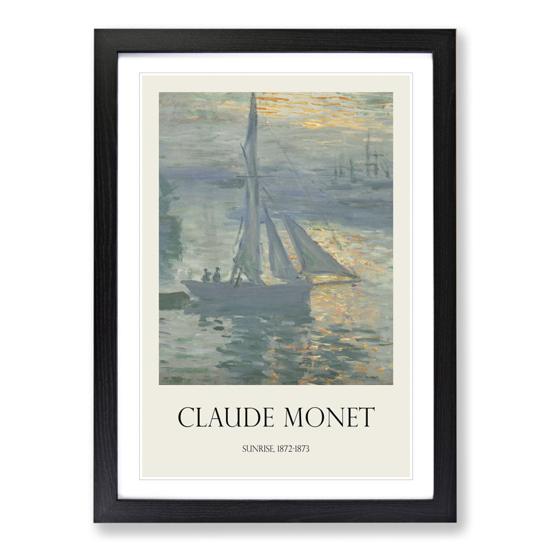 Sunrise Over The Boats by Claude Monet - Single Picture Frame Print, 65cm H x 48cm W x 2cm D, Black Framed