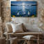 Toile, scène sereine de nuit avec deux dauphins sautant gracieusement de l'art mural The Calm Shimmering Waters-1651689489