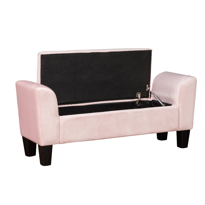 Banc avec repose-pieds en velours rose Mila