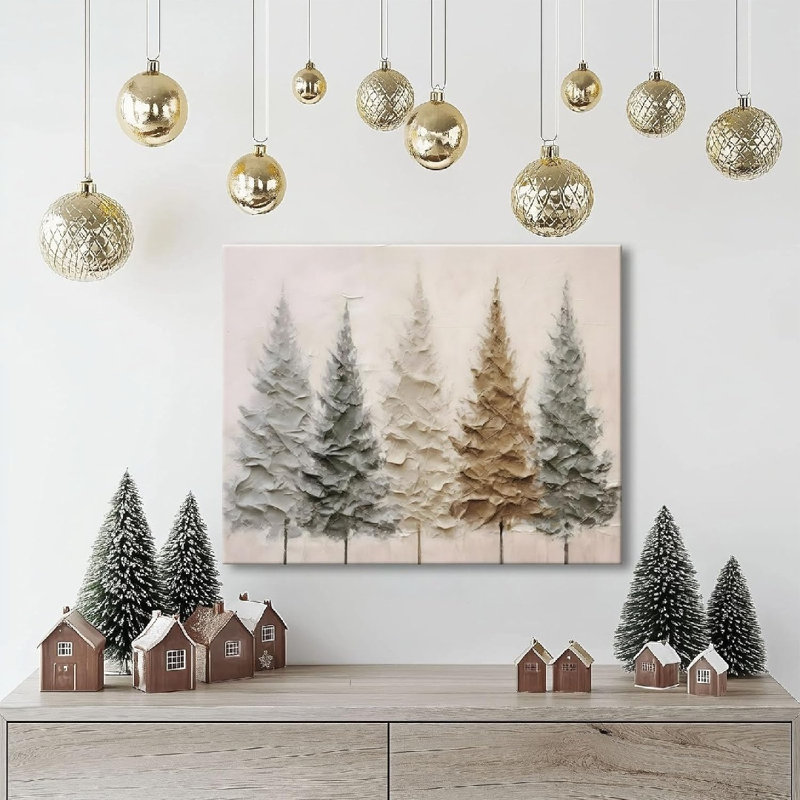 Hiver, arbre de Noël, thème minimaliste, art mural, 10 x 8