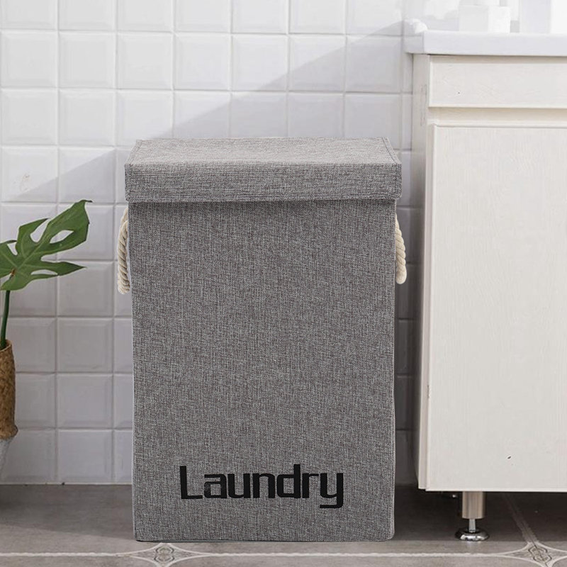 Fabric Laundry Hamper with Handles, Grey