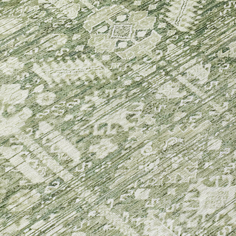 Machine Washable Indoor/Outdoor Xhevrie Aloe Rug, Rectangle 10' x 14'