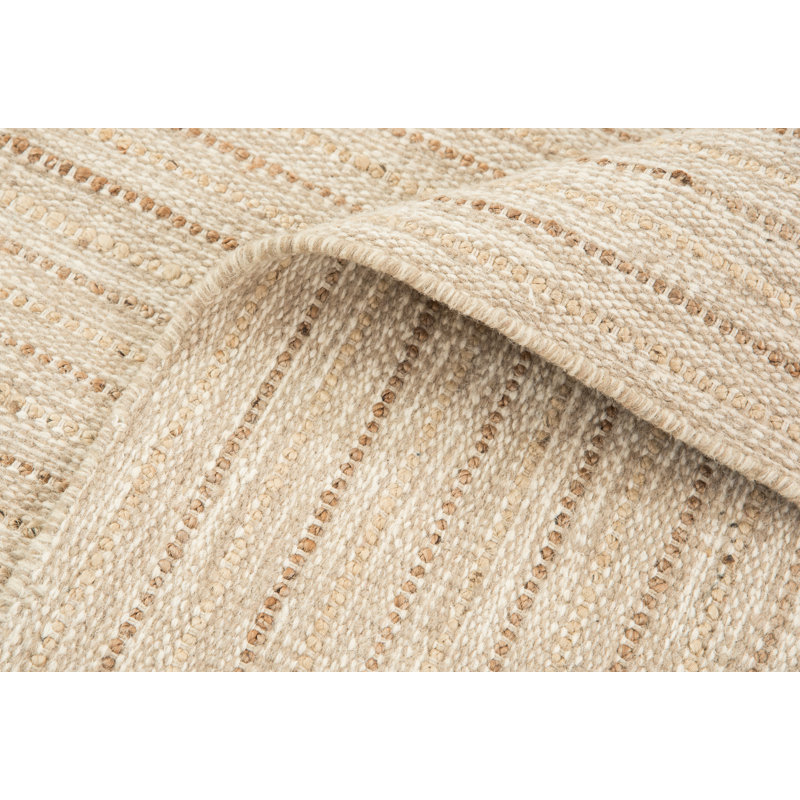 Tapis beige tissé à plat en jute / sisal / laine Ginnie, Rectangle 9 po x 12 po