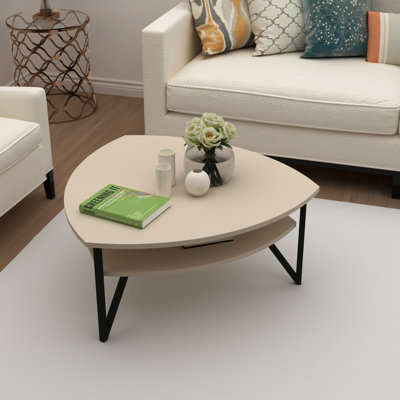 Flinn 93cm Triangular Coffee Table with Open Storage Shelf