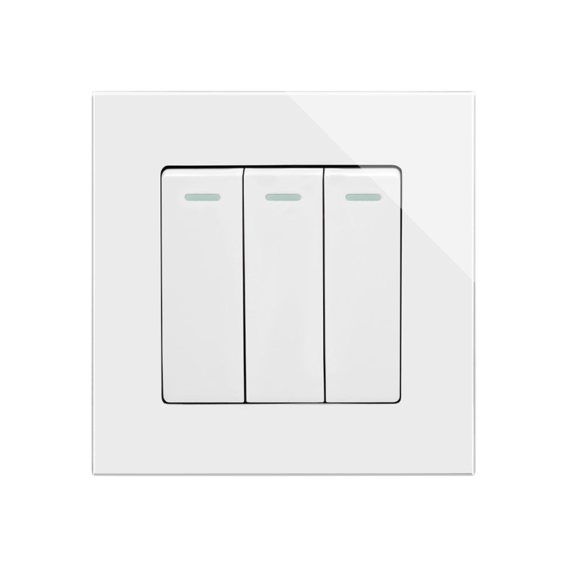 Crystal PG 3 Gang Rocker Light Switch White, White
