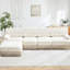 Velours beige en forme de L avec jupe à pampille, 4 sièges, combinaison, convient au salon - siège en forme de 135 po, style ergonomique