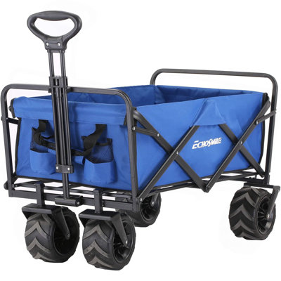 Heavy Duty 350 Lbs Capacity Collapsible Wagon, Outdoor Folding Camping Wagons, Grocery Portable Utility Cart, Adjustable Rolling Carts, All Terrain Sports Wagon with Big Wheels by Boahaus