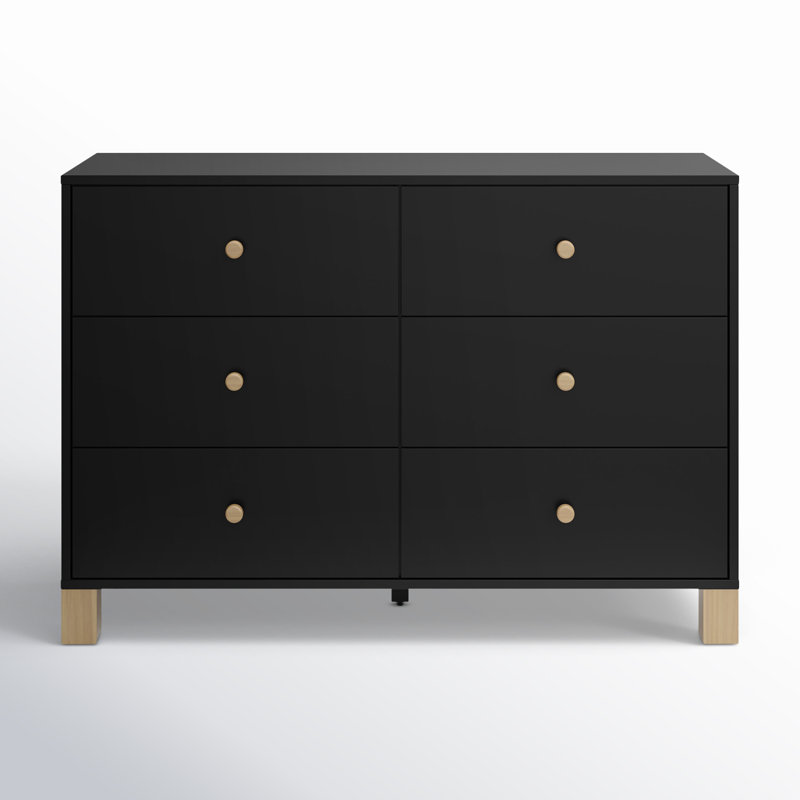 California 6 Drawer Dresser, Black/Driftwood