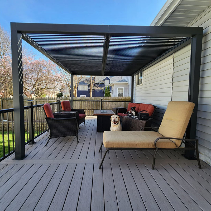 Pergola d'extérieur en aluminium à persiennes 10 'x 14' avec toit ajustable