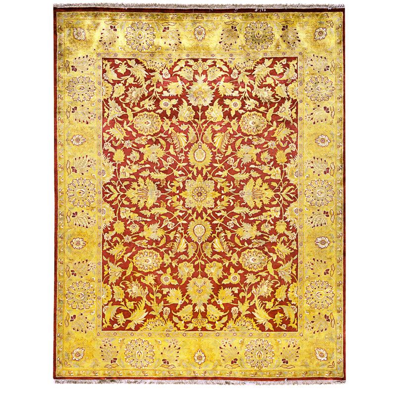 High-Quality Hand-Knotted Red And Gold Area Rug