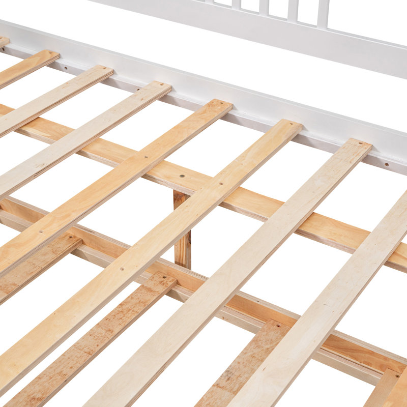 Daybed Wood Bed With  Trundle, Full/Double, White