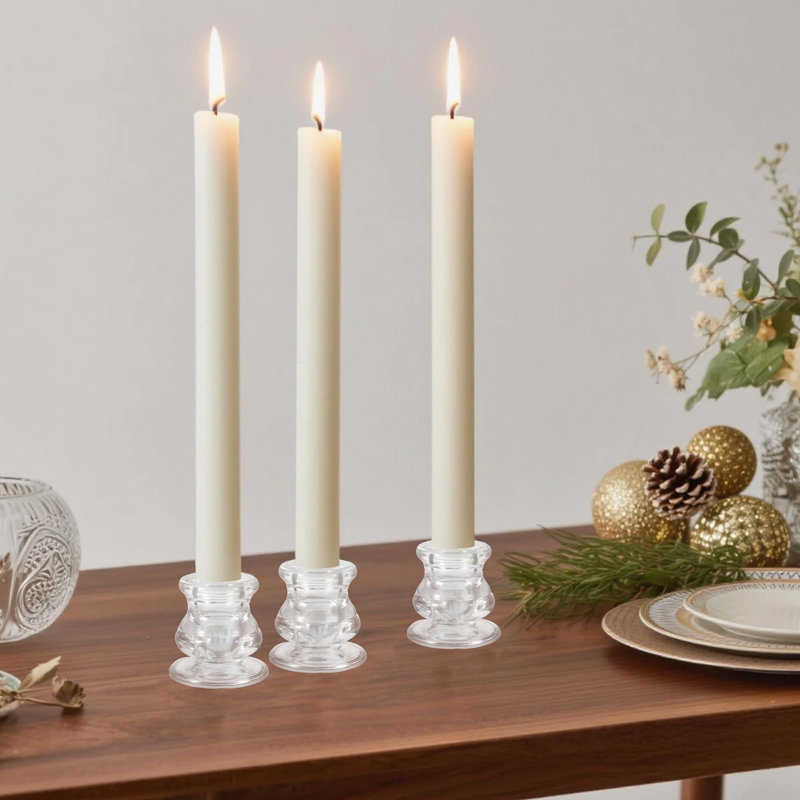 Clear Glass Candlestick Holders Bulk 24 PCS, 2.2" H Taper Candle Holders for Wedding, Party, Dining Table, and Holiday Decoration