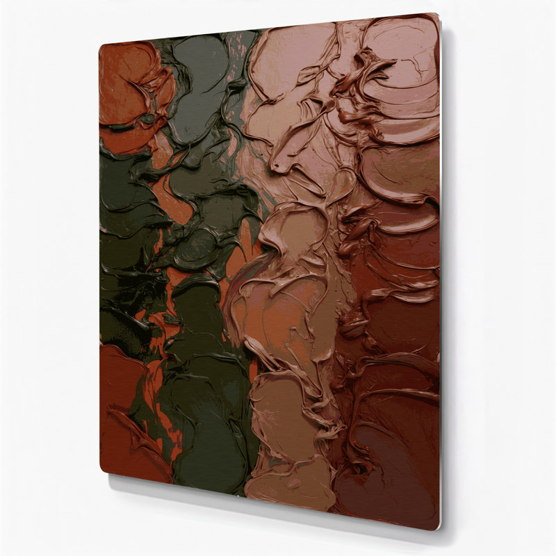 Abstrait couleur champ 70, art mural en métal brun, H 8 po x l 10 po