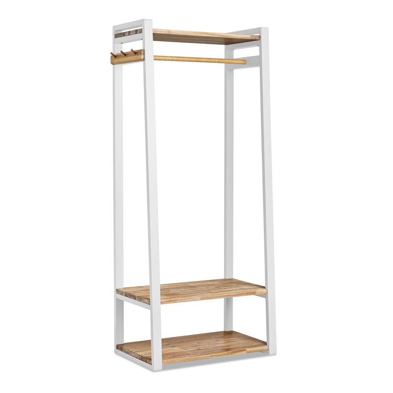 Merz 80cm Solid Wood Closet System, White/Beige
